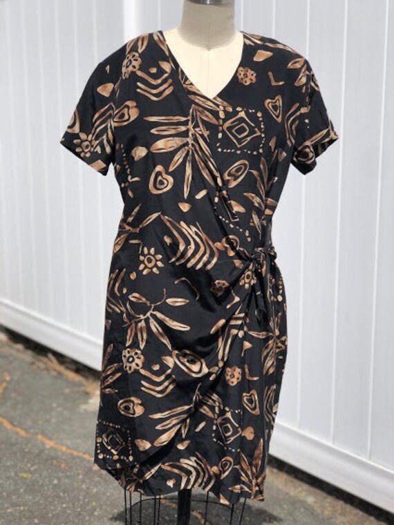 Jones New York Petite Black brown Tribal Wrap Dress 10P Etsy