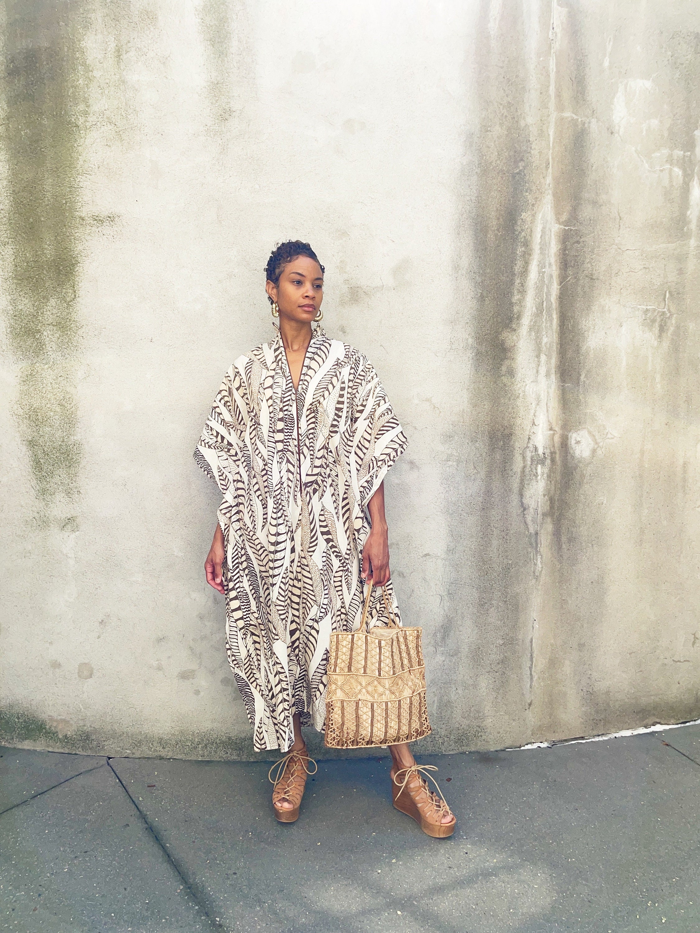 Featherweight long stripe caftan