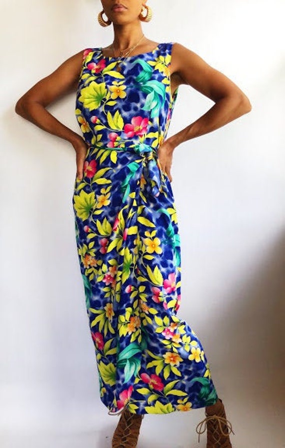 Robbie Bee Blue Floral Maxi Wrap Dress (Size 12) - Gem