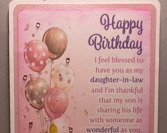 Daughterinlaw, Handmade Birthday Card, Loving, Heartfelt