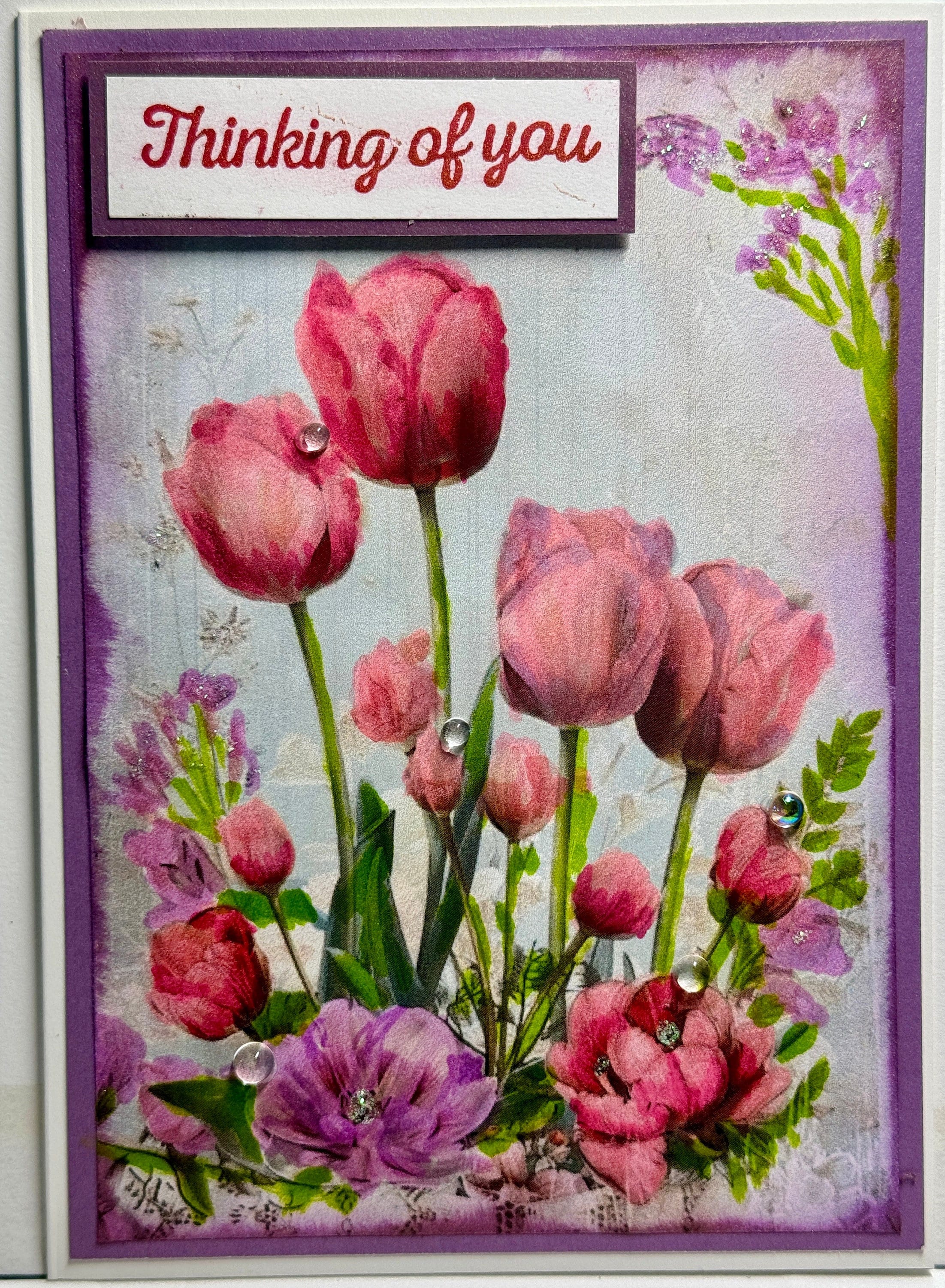 Thinking of You, Handmade Card, Hand Colored, Beautiful, Thoughtful