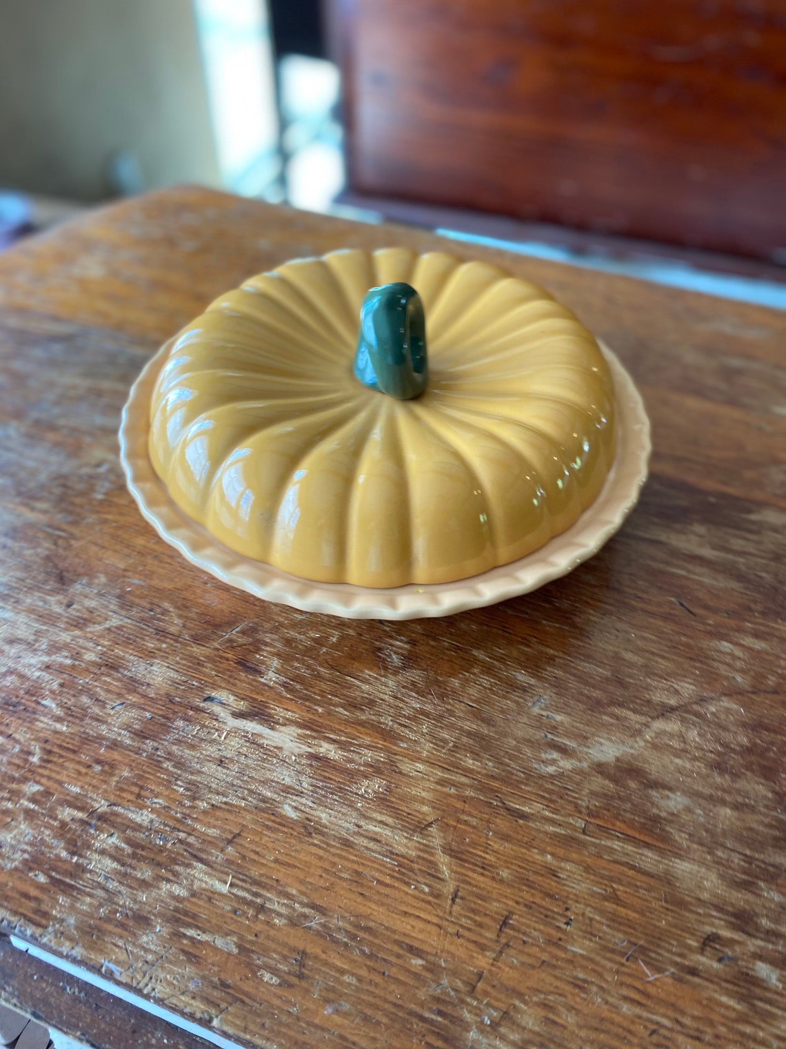 Pumpkin pie plate with lid retro kitchen and dining vintage etsy