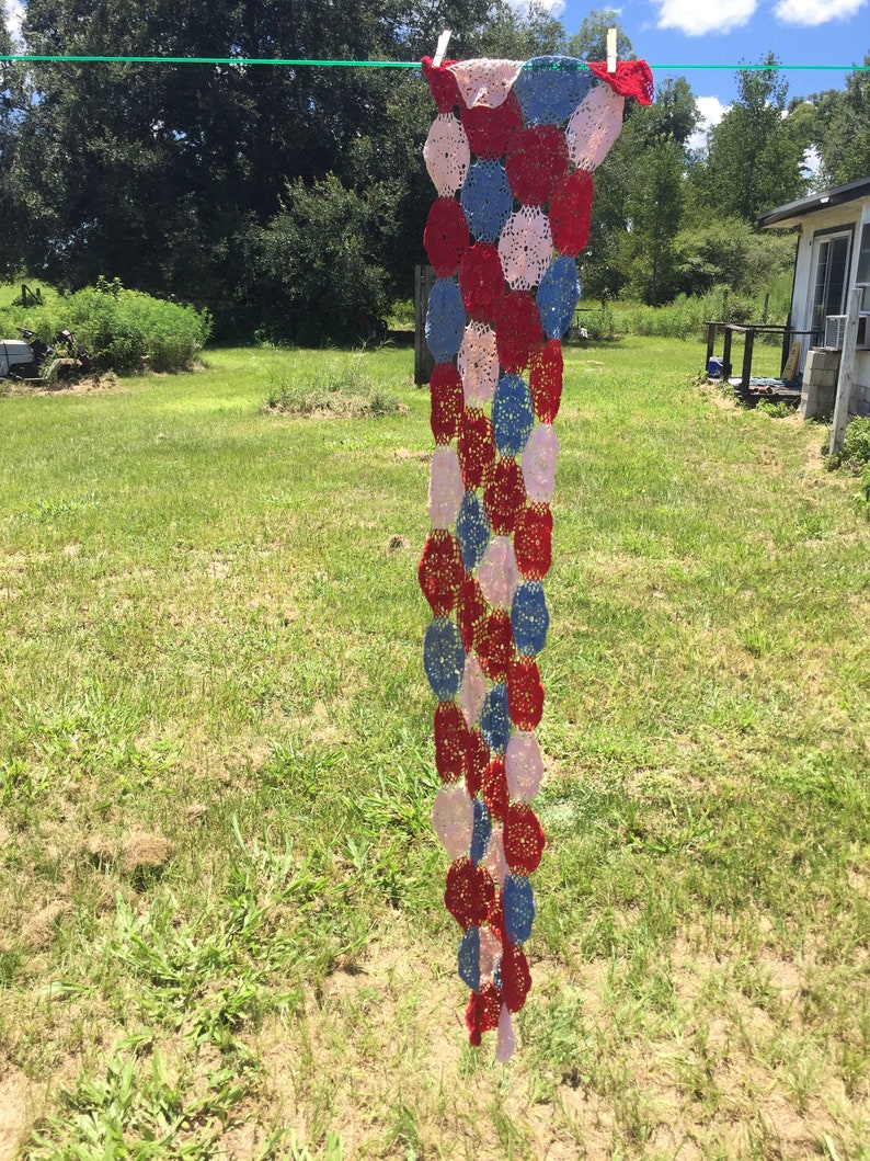 Table Runner Gift Ideas Hand Made Home Decor Lace Rectangle Deep Creek Shabby Decor Crocheted Red White Blue Lovely Linens