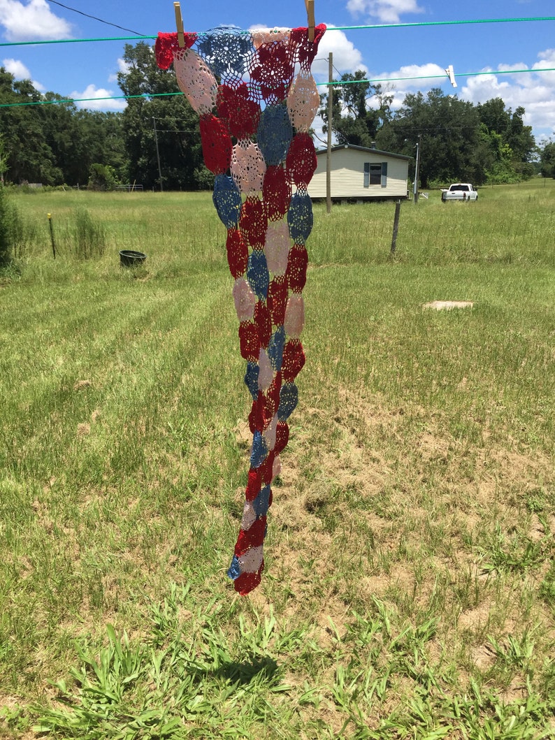 Table Runner Gift Ideas Hand Made Home Decor Lace Rectangle Deep Creek Shabby Decor Crocheted Red White Blue Lovely Linens