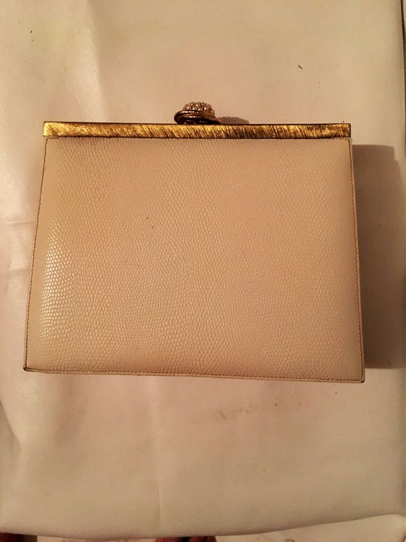 Beautiful White structured vintage clutch