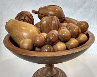 Années 1970 Style Vintage main en bois sculpté fruit bowl//plateau en bois véritable