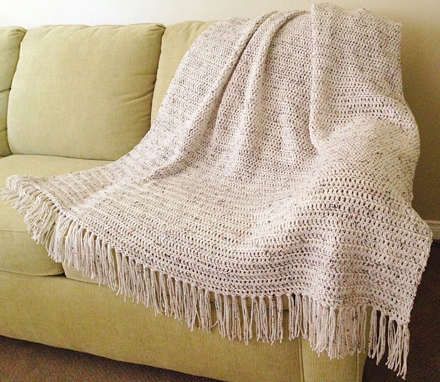 Crochet Afghan with Fringe Blanket/Throw Adult Size Fluffy Etsy