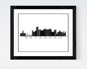 FREE* Savannah GA Skyline Digital Print | Minimalist Printable Wall Art | Georgia Cityscape Decor