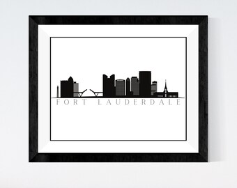 FREE* Fort Lauderdale FL Skyline Digital Print | Minimalist Printable Wall Art | Florida Cityscape Decor