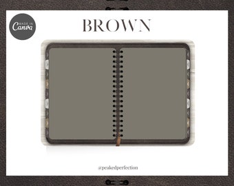 FREE* 2 Digital Leather Journal Templates with Tabs, Back Pages & More | Editable in Canva FREE | Keynote Overlay Incl for Linking pages