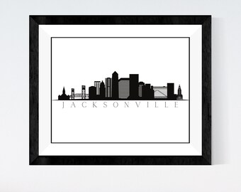 FREE* Jacksonville FL Skyline Digital Print | Minimalist Printable Wall Art | Florida Cityscape Decor