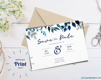 FREE* Linen & Flowers | Virtual Save the Date Invitation | Editable Template | Wedding | Canva Free | Portrait and Landscape Templates