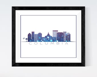 FREE* Columbia SC Skyline Digital Print | Minimalist Printable Wall Art | South Carolina Cityscape Decor
