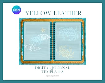 FREE* 1 Digital Yellow Leather Journal Template with Tabs, Back Pages & More | Editable in Canva FREE version