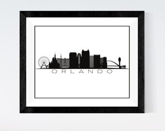 FREE* Orlando FL Skyline Digital Print | Minimalist Printable Wall Art | Florida Cityscape Decor