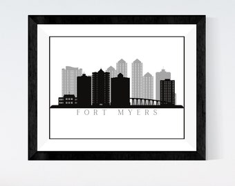 FREE* Fort Myers FL Skyline Digital Print | Minimalist Printable Wall Art | Florida Cityscape Decor