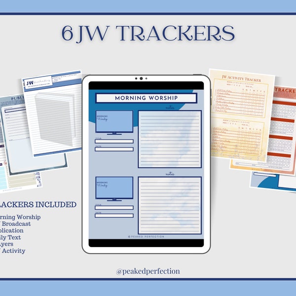 6 JW Activity Trackers - Printable Download | Digital Download | PDF | Good Notes | Morning Worship, Daily Text, JW Broadcast, Publications