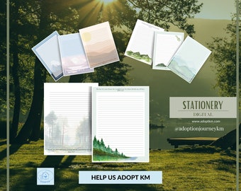 FREE* Digital Bible Verse Stationery Pack | 8 Designs | LINED PDF Printables for Letter Writing | Christian Scripture Printables | Mountains