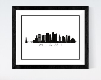 FREE* Miami FL Skyline Digital Print | Minimalist Printable Wall Art | Florida Cityscape Decor