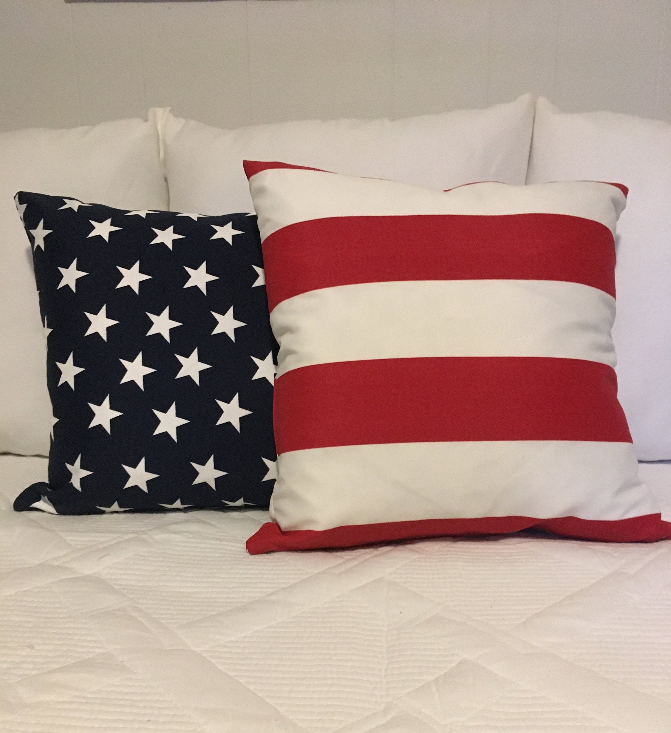Patriotic Pillow Covers/usa Pillow Covers /red White and Blue Etsy