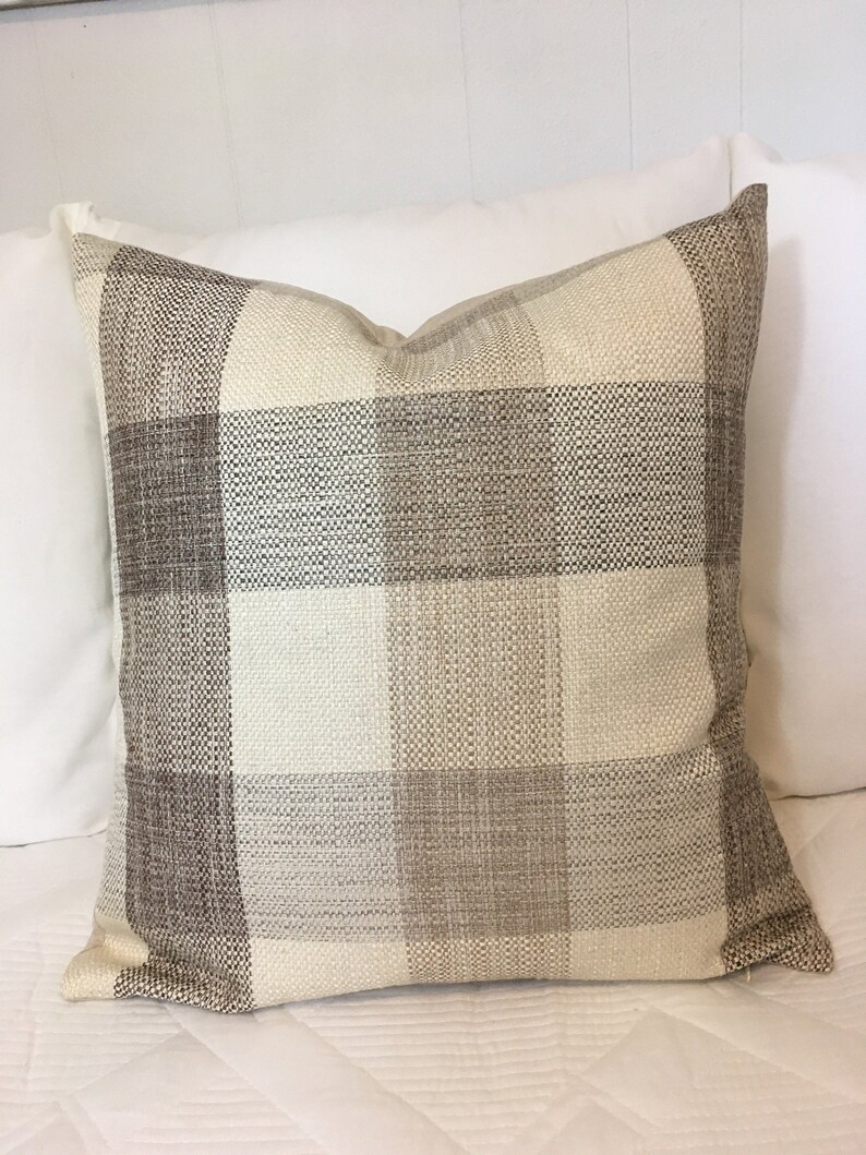 Neutral Plaid Pillow Cover Tan & Beige Pillow Cover Plaid Etsy