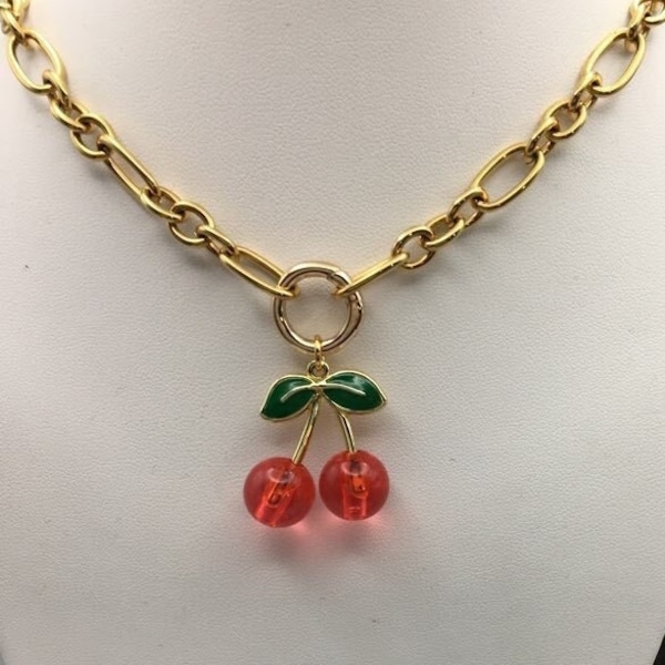 Cherry necklace,  Cherry charm, summer cherry,  juicy cherry necklace, kpop gift, sweet cherry necklace