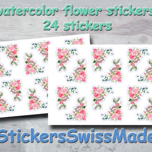 PLANNER STICKER || kleine Blumen Aquarell Sticker | Ecksticker in rosé | für deinen Planer oder Bullet Journal
