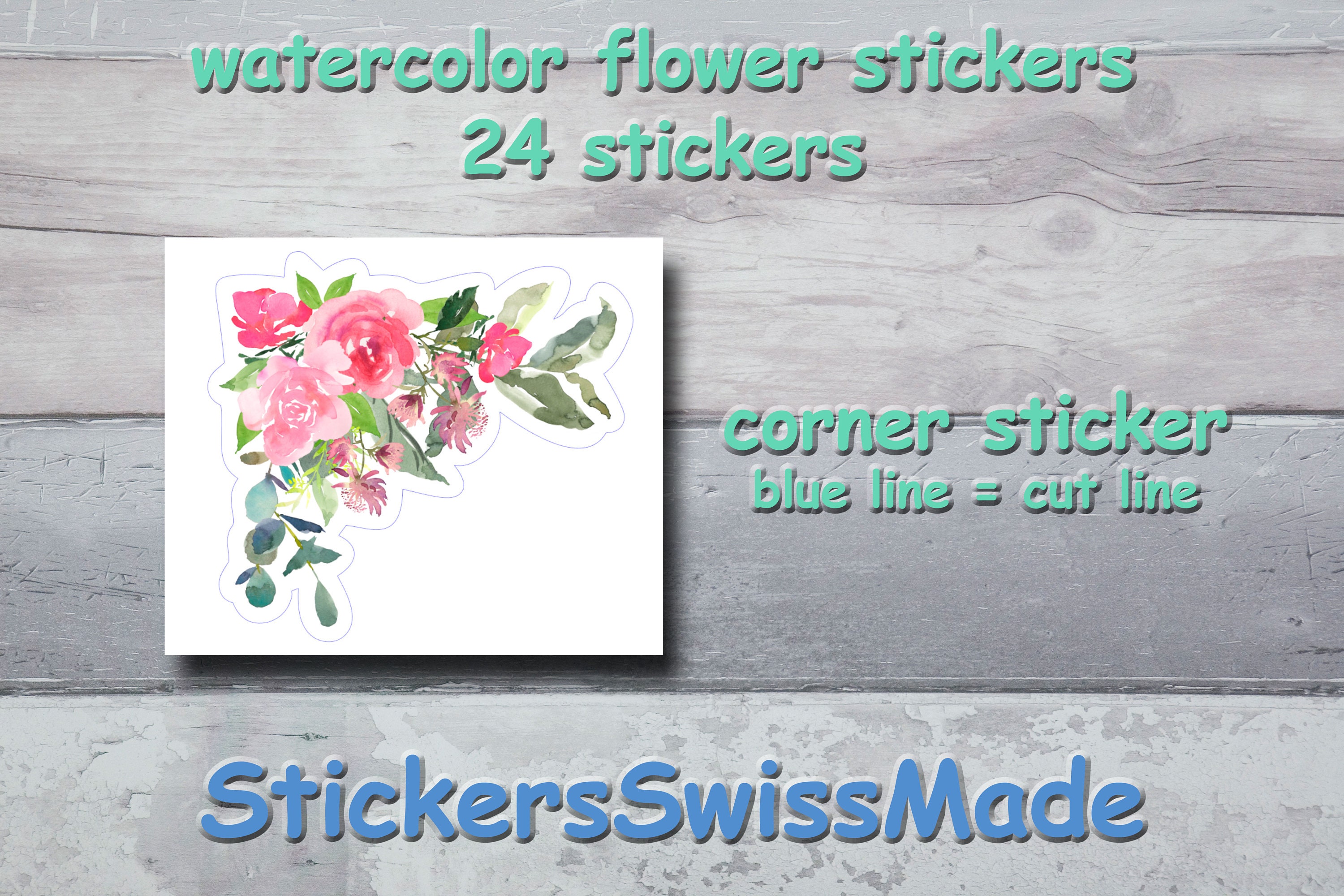 PLANNER STICKER || Small Flower Watercolor Stickers | Corner Stickers ...
