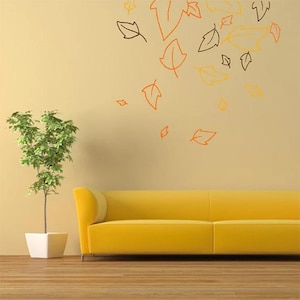 Wandtattoo Fallende Blätter, Blätter Wandaufkleber, Baum Wandaufkleber, Vinyl-Wandaufkleber, Wandschablone, Wanddekoration