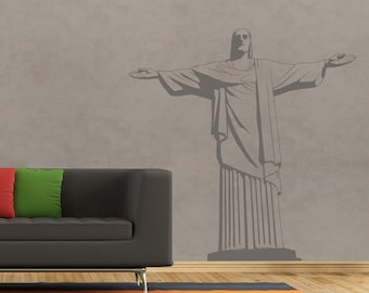 Wall decal Christ the Redeemer, Brazil wall sticker, RioDeJaneiro sticker, Jesus wall sticker, Vinyl wall sticker, Wall stencil, Wall decor