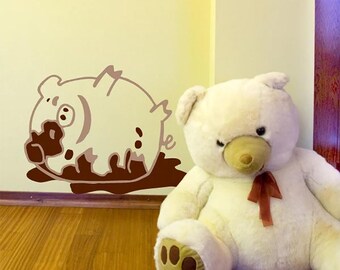 Kids Wall decal Dirty Piggy, Hand drawn sticker, Vinyl wall sticker, Piggy wall sticker, Children's room wall sticker