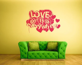 Wall decal Love, Hearts wall sticker, Love wall sticker, Vinyl wall sticker, Wall stencil, Wall decor