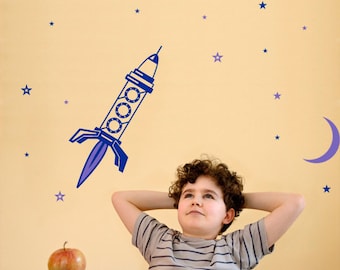 Kids Wall decal Per aspera ad astra,FREE DELIVERY to UK,Hand drawn sticker,Vinyl wall sticker,Space wall sticker,Children room wall sticker