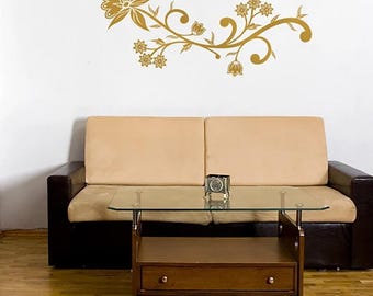 Muursticker wervelende bloem, muursticker bloem, sticker bloemdessin, vinyl muursticker, muurstencil, muurdecoratie