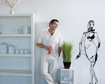 Wall decal Fashion Model, Fashion wall sticker, Model wall sticker, Vinyl wall sticker, Wall stencil, Wall decoration