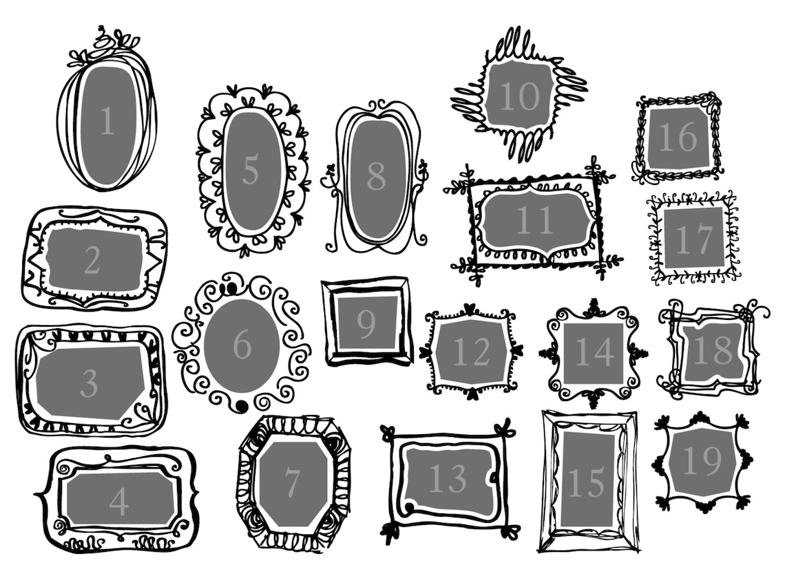 Wall Decal Hand Drawn Picture Frames Picture Frame Wall Etsy UK