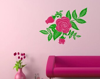 Wall decal Rose, Flower wall sticker, Floral wall sticker, Vinyl wall sticker, Wall stencil, Wall decoration