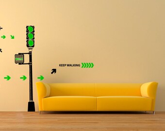 Wall decal Traffic Light, Traffic light wall sticker, Motivation wall sticker, Vinyl wall sticker, Wall stencil, Wall decor