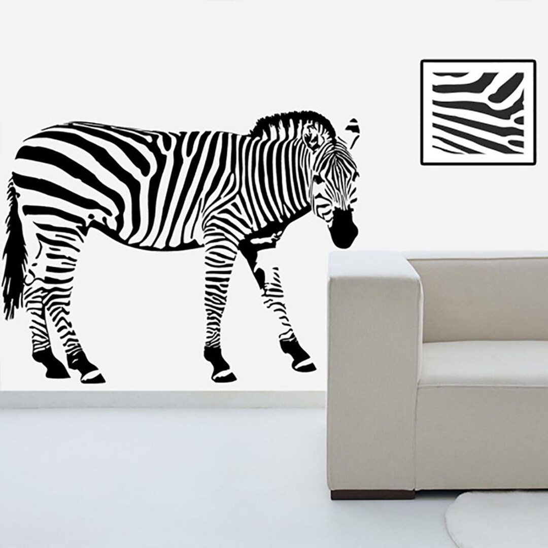 Wall Decal Zebra, Zebra Wall Sticker, Animal Wall Sticker, Vinyl Wall ...