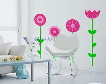 Wall decal Flower Garden, Flower wall sticker, Floral wall sticker, Vinyl wall sticker, Wall stencil, Wall decoration