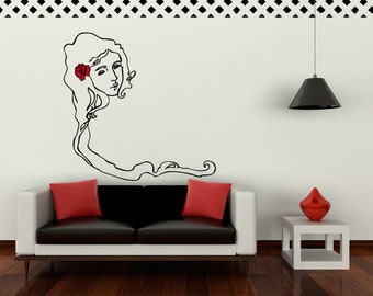 Wall decal Surreal Girl, Surrealism wall sticker, Girl wall sticker, Vinyl wall sticker, Wall stencil, Wall decoration