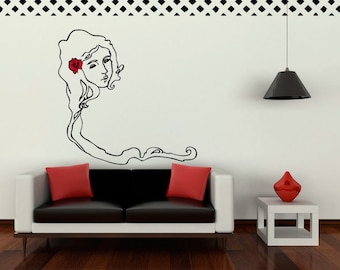 Wall decal Surreal Girl, Surrealism wall sticker, Girl wall sticker, Vinyl wall sticker, Wall stencil, Wall decoration