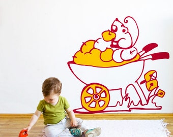 Kids Wall decal Hungry Mouse, Hand drawn sticker, Vinyl wall sticker, Mouse wall sticker, Children's room wall sticker