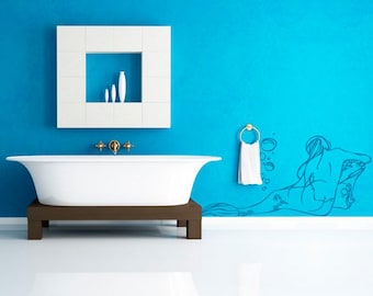 Muursticker Zeemeermin, Zeemeermin muursticker, Zeemuur sticker, Vinyl muur sticker, Muur stencil, Wanddecoratie