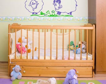 Kids Wall decal Sheep on a meadow,FREE DELIVERY to UK,Hand drawn sticker,Vinyl wall sticker,Sheep wall sticker,Children's room wall sticker