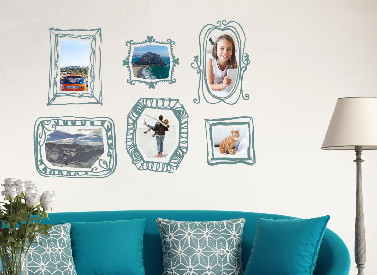 Wall Decal Hand Drawn Picture Frames Picture Frame Wall Etsy UK