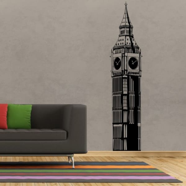 Sticker mural Big Ben, autocollant de Londres, sticker mural en vinyle, pochoir mural, décoration murale