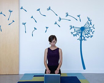 Wall decal Dandelion, Flower wall sticker, Dandelion wall sticker, Vinyl wall sticker, Wall stencil, Wall decoration