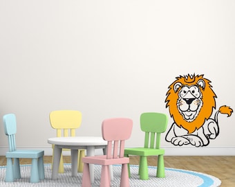 Kids Wall decal Loin, Handgetekende sticker, Vinyl muur sticker, Lion muur sticker, Kinderkamer muur sticker, Jungle sticker