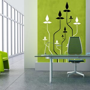 Wall decal Tech Plants, Plant wall sticker, Flower wall sticker, Vinyl wall sticker, Wall stencil, Wall decoration